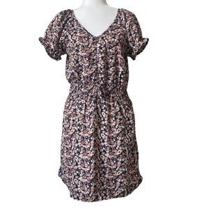 Hint of Blush Floral Ruched Stretch Waist Dress